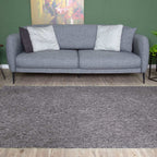 Grey Low Pile Solid Rug