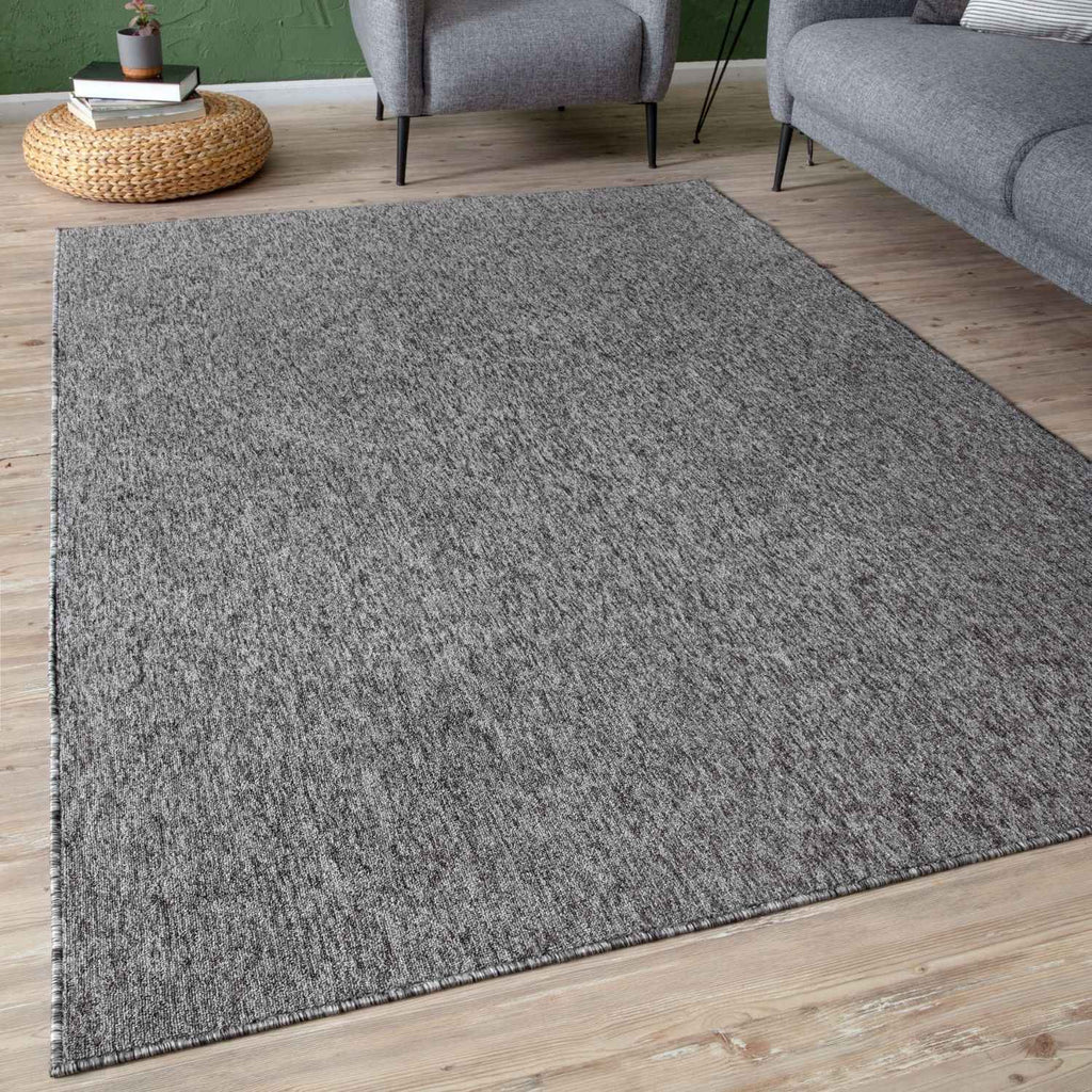 Grey Low Pile Solid Rug
