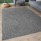 Grey Low Pile Solid Rug