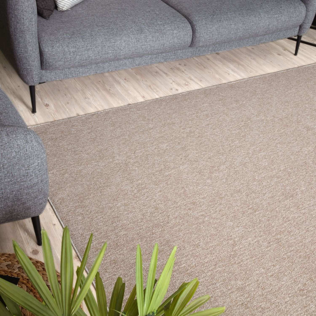 Beige Low Pile Solid Rug