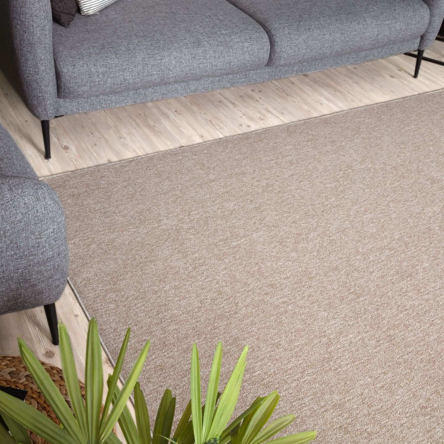 Beige Low Pile Solid Rug