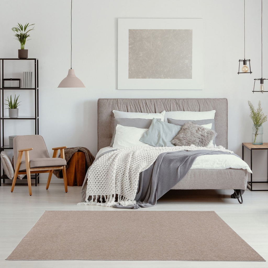 Beige Low Pile Solid Rug
