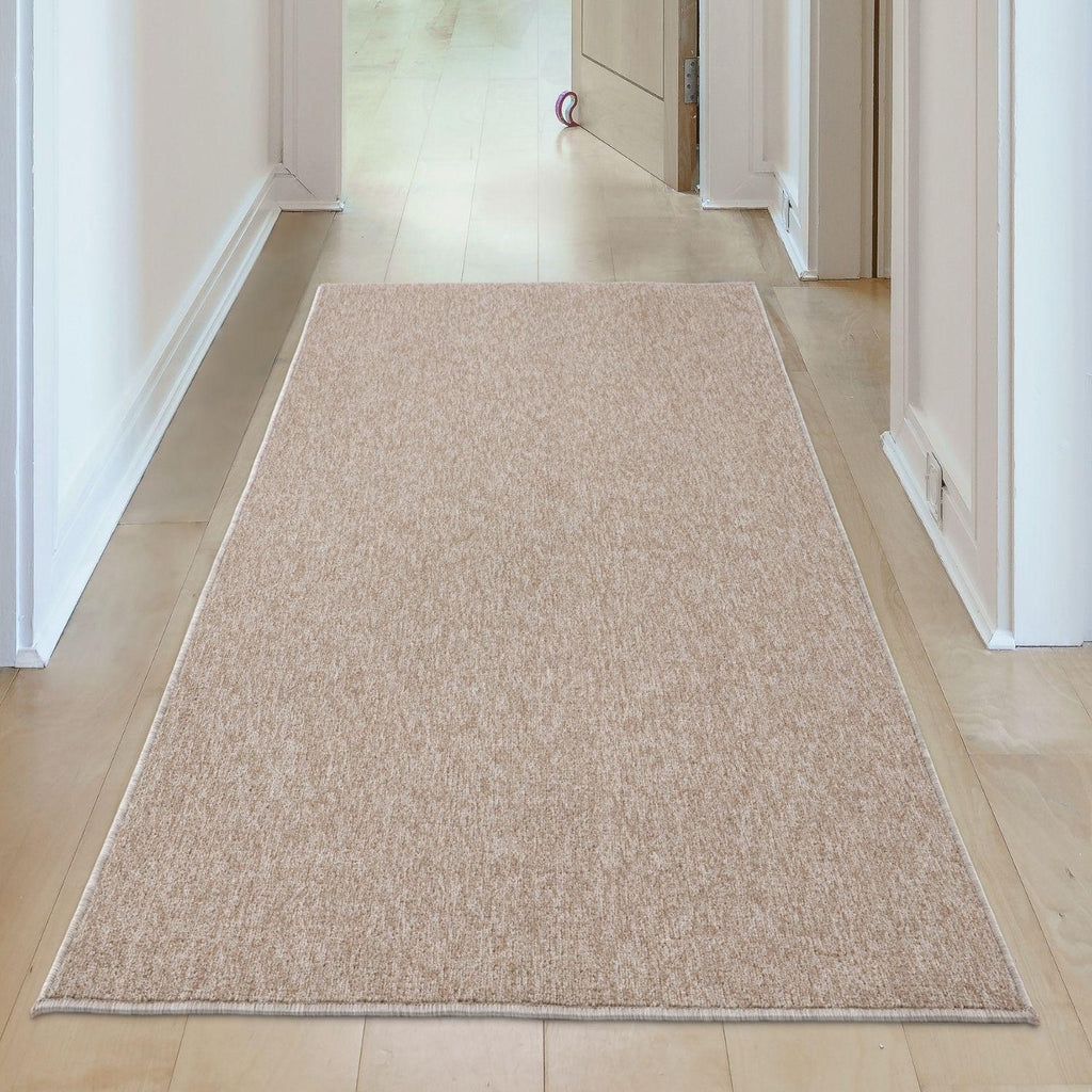 Beige Low Pile Solid Rug
