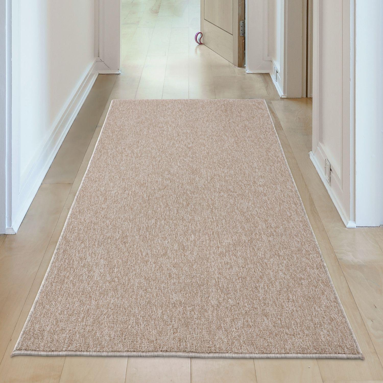 Beige Low Pile Solid Rug