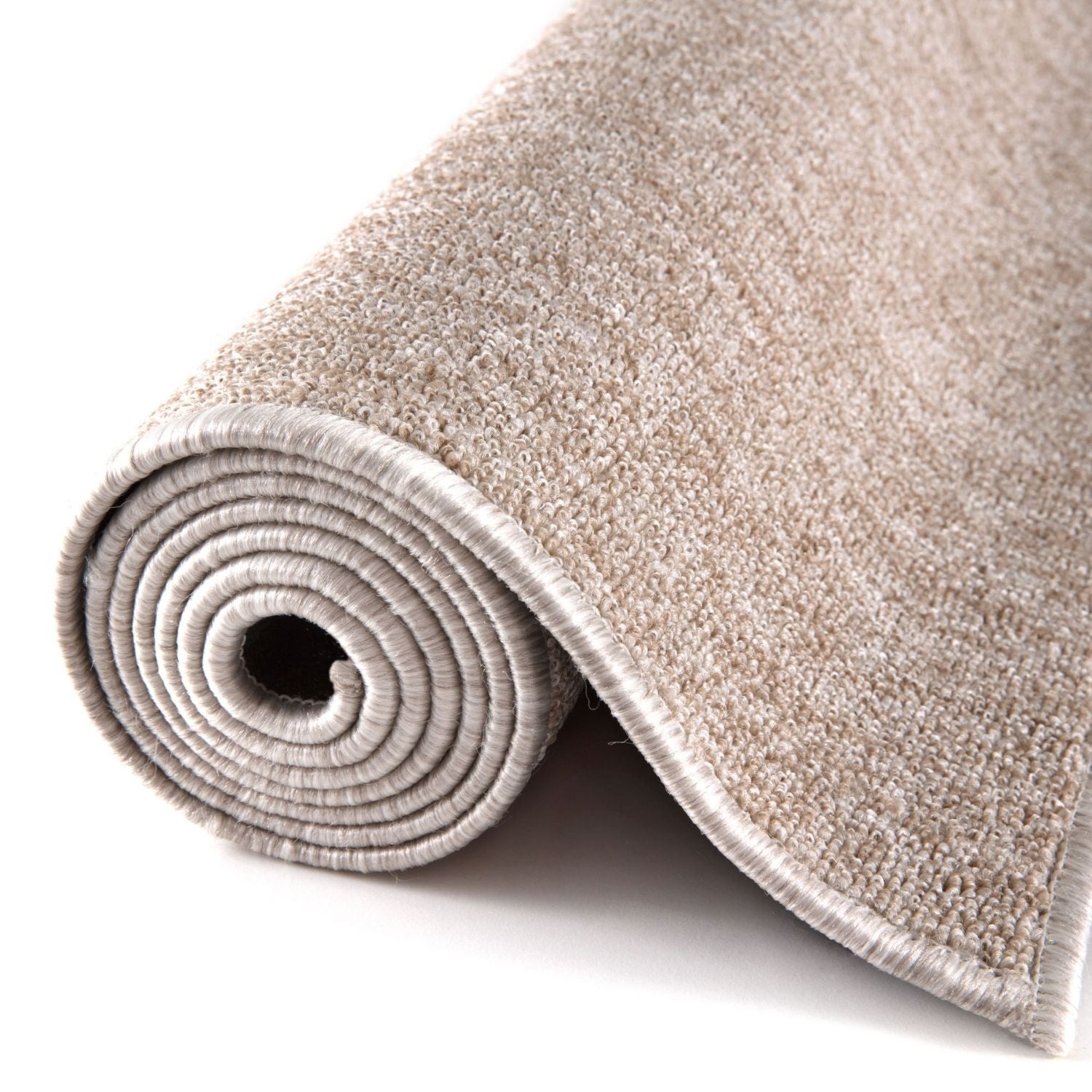 Beige Low Pile Solid Rug