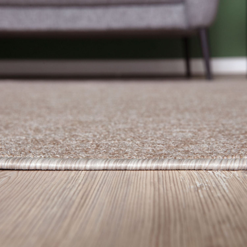 Beige Low Pile Solid Rug