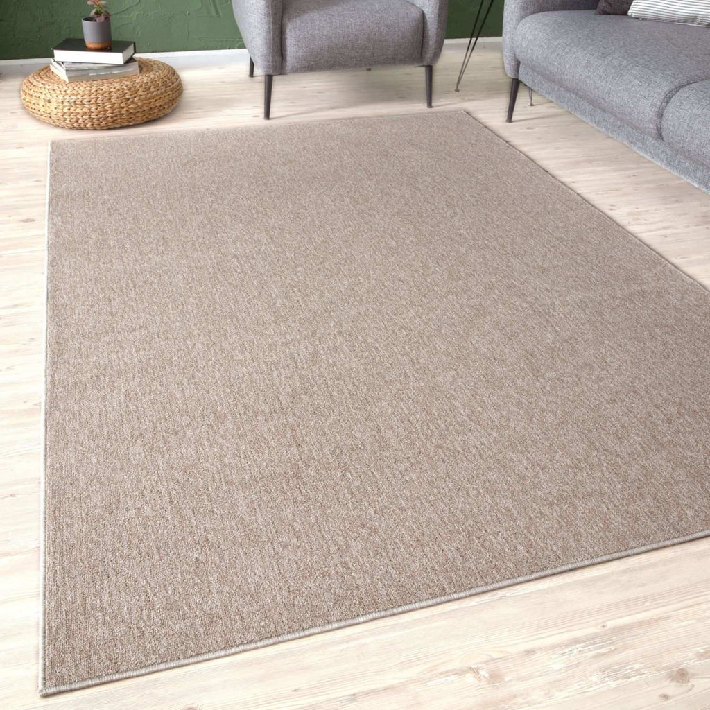 Beige Low Pile Solid Rug