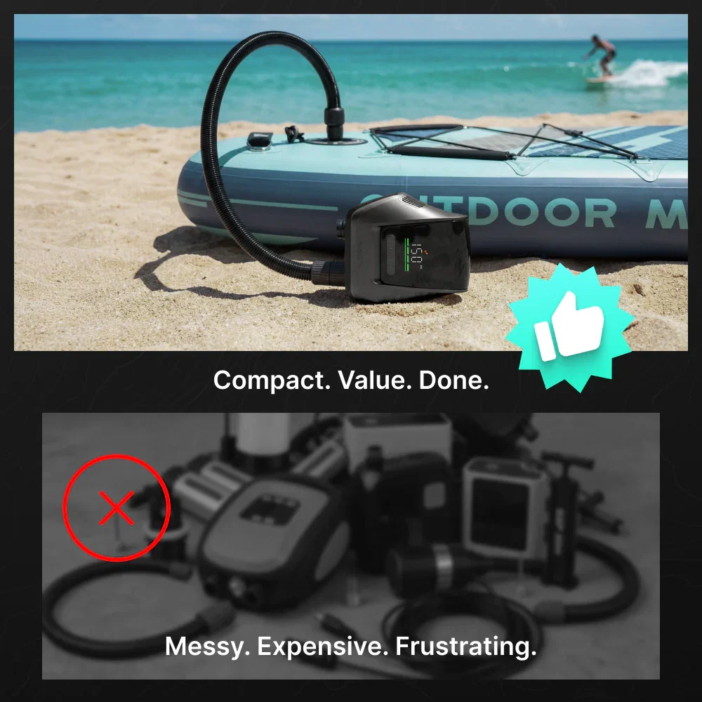 Flextail EVO SUP PUMP 200 With Battery - Fast SUP Inflation