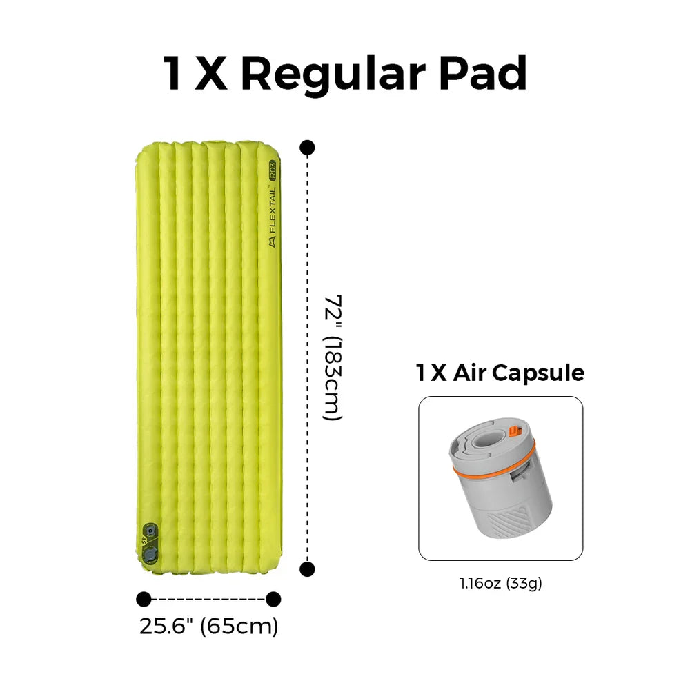 Flextail Gear Tiny Sleeping Pad R03 AVS - 3.5 R-Value 3 Season Sleeping Pad with Pump (Regular)