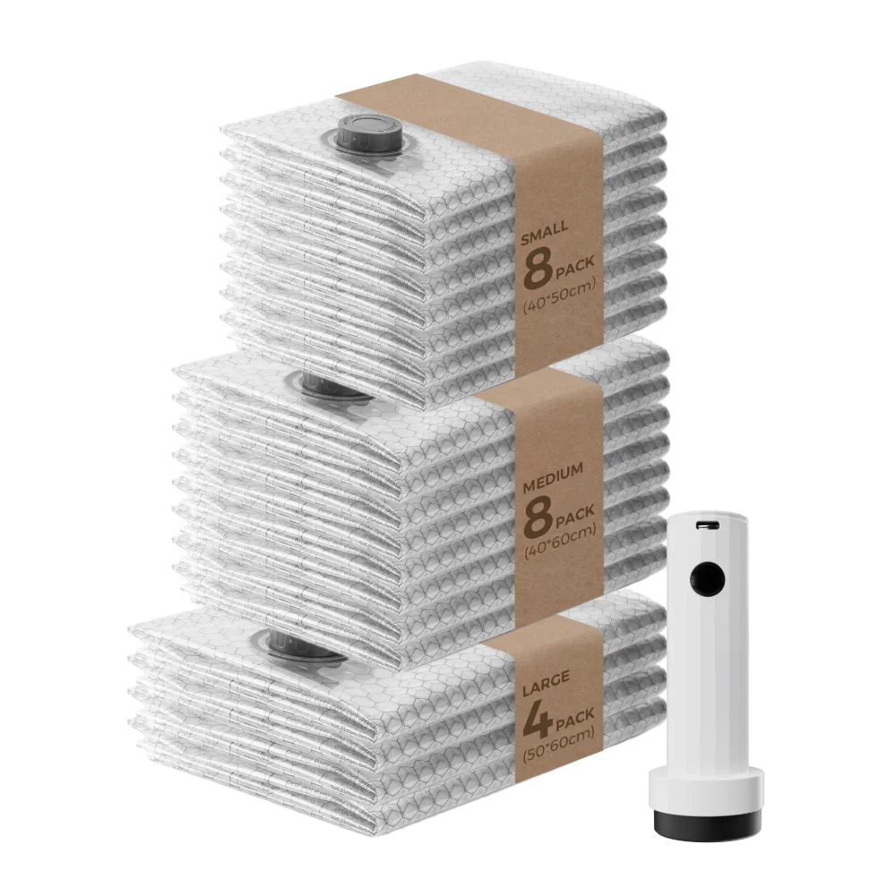 Flextail NANO Vacuum  Bag Set  20 Pack - 85% COMPRESSION IN JUST 8S