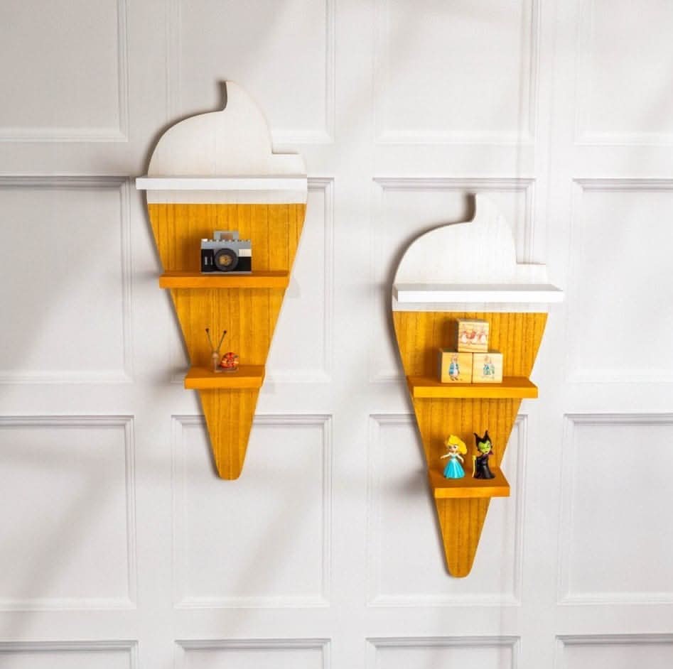 Floating Ice Cream Wall Shelves Set of 2 – Novelty Dessert Display Shelves