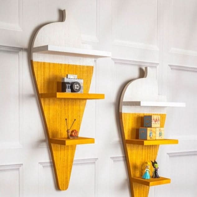 Floating Ice Cream Wall Shelves Set of 2 – Novelty Dessert Display Shelves