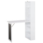 Wall Mounted Computer Desk, Folding Study Table with Black Board and Bookshelf, Multifunctional Floating Writing Desk for Home Office, White