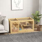 Wooden Hamster Cage with Water Bottle, Platforms, Openable Roof