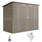 8 x 4FT Metal Garden Storage Shed with Double Doors, Light Grey