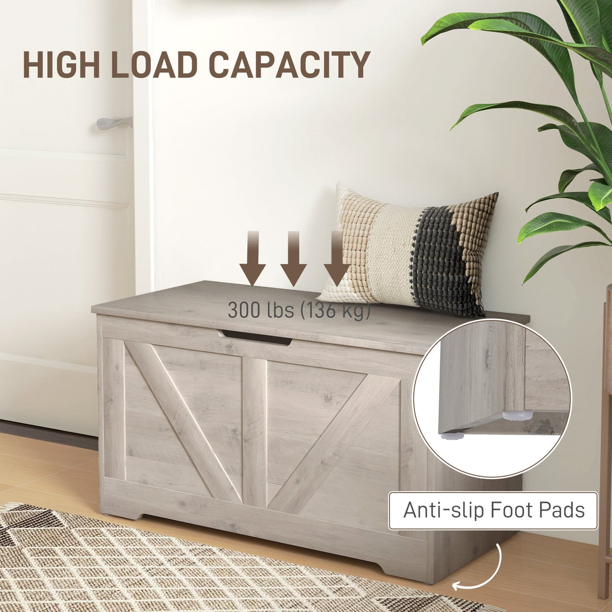 Storage Trunk for Living Room, with Safety Hinges, 80cm