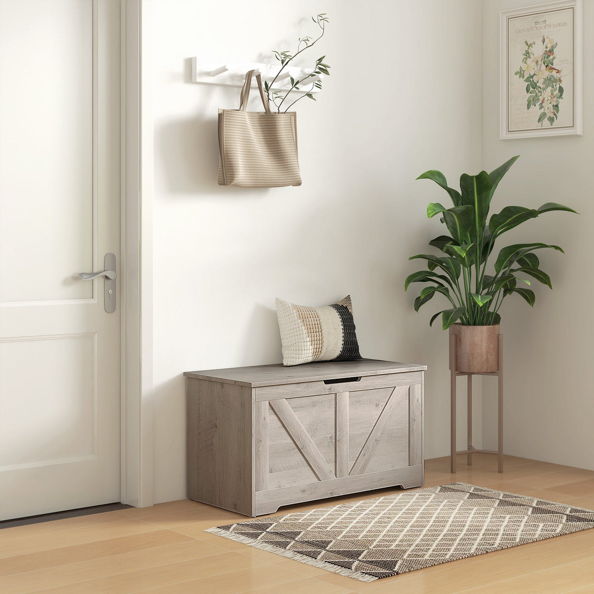 Storage Trunk for Living Room, with Safety Hinges, 80cm