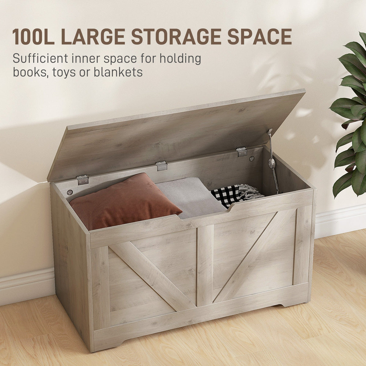 Storage Trunk for Living Room, with Safety Hinges, 80cm