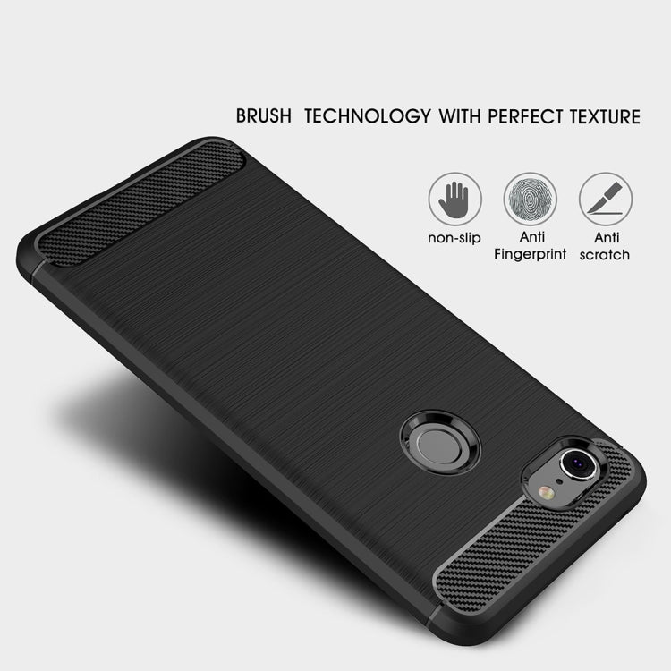 Brushed Texture Carbon Fiber Shockproof TPU Case for Google Pixel 3 XL – Shockproof, TPU, For Google Pixel 3 XL