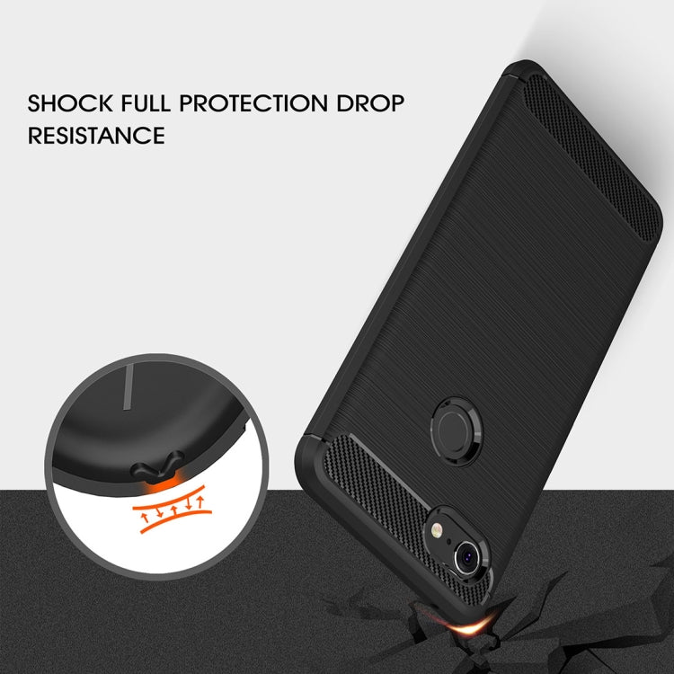 Brushed Texture Carbon Fiber Shockproof TPU Case for Google Pixel 3 XL – Shockproof, TPU, For Google Pixel 3 XL