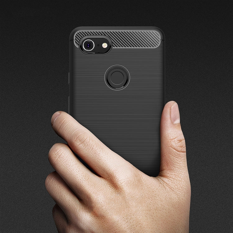 Brushed Texture Carbon Fiber Shockproof TPU Case for Google Pixel 3 XL – Shockproof, TPU, For Google Pixel 3 XL
