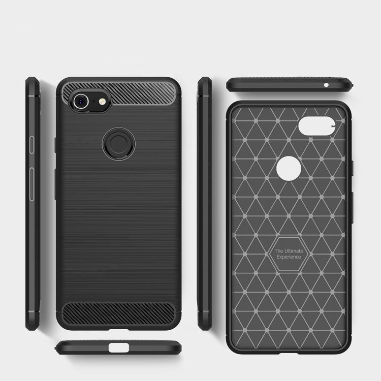 Brushed Texture Carbon Fiber Shockproof TPU Case for Google Pixel 3 XL – Shockproof, TPU, For Google Pixel 3 XL