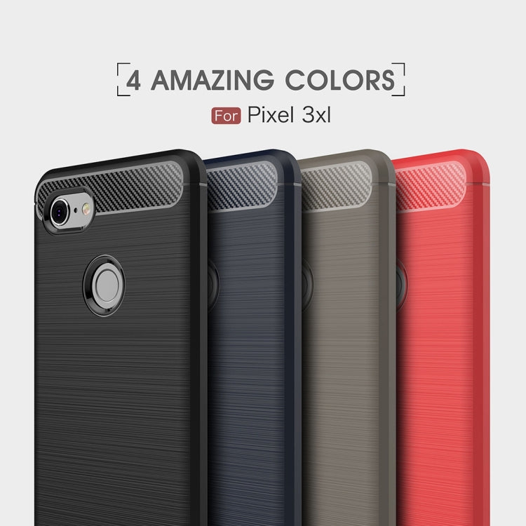Brushed Texture Carbon Fiber Shockproof TPU Case for Google Pixel 3 XL – Shockproof, TPU, For Google Pixel 3 XL