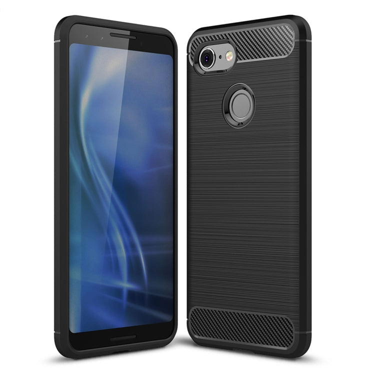 Brushed Texture Carbon Fiber Shockproof TPU Case for Google Pixel 3 – Shockproof, TPU, For Google Pixel 3 For Google Pixel 3 Black