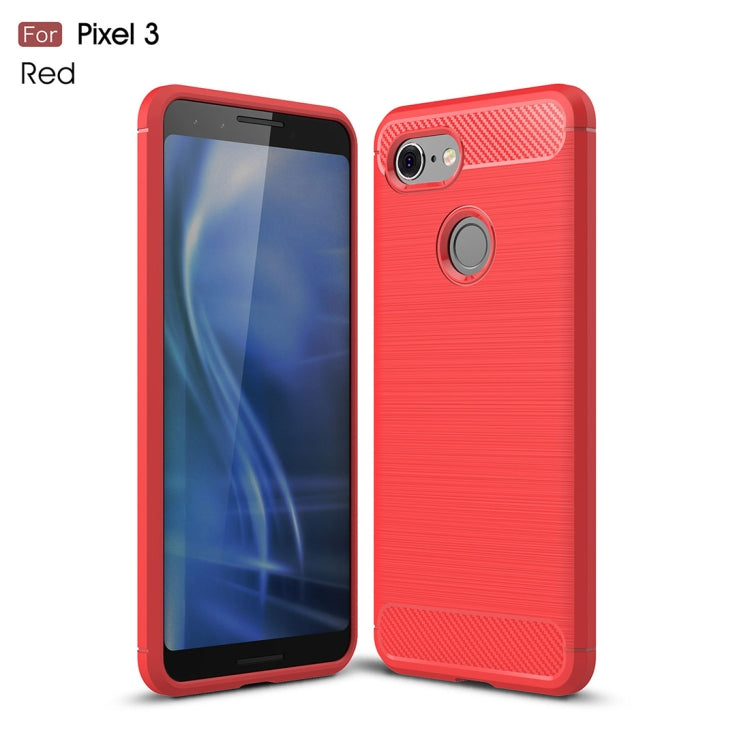 Brushed Texture Carbon Fiber Shockproof TPU Case for Google Pixel 3 – Shockproof, TPU, For Google Pixel 3