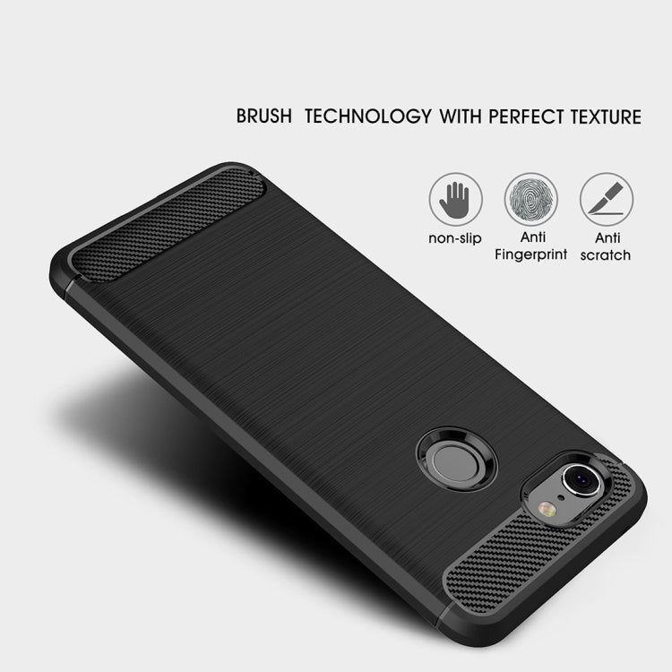 Brushed Texture Carbon Fiber Shockproof TPU Case for Google Pixel 3 – Shockproof, TPU, For Google Pixel 3