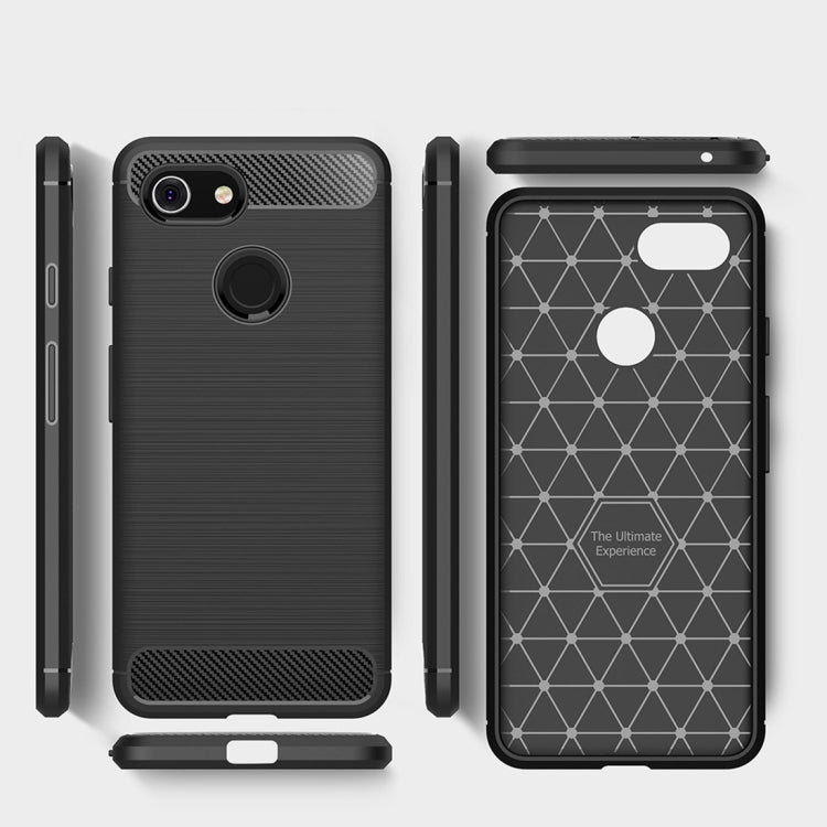 Brushed Texture Carbon Fiber Shockproof TPU Case for Google Pixel 3 – Shockproof, TPU, For Google Pixel 3