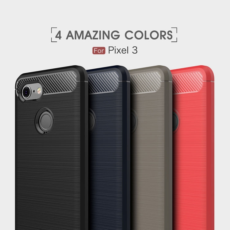 Brushed Texture Carbon Fiber Shockproof TPU Case for Google Pixel 3 – Shockproof, TPU, For Google Pixel 3