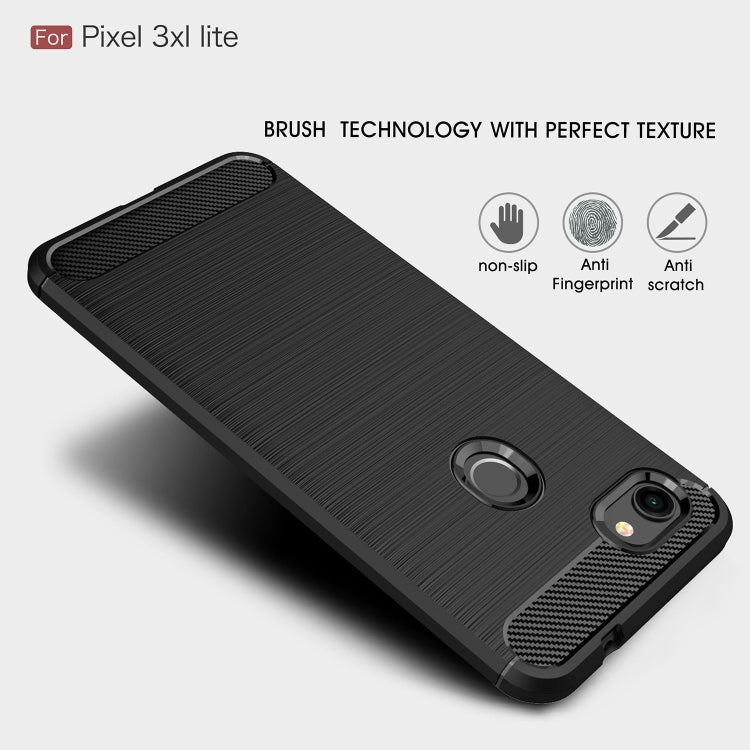 Brushed Texture Carbon Fiber Shockproof TPU Case for Google Pixel 3XL Lite – Shockproof, TPU, For Google Pixel 3XL Lite
