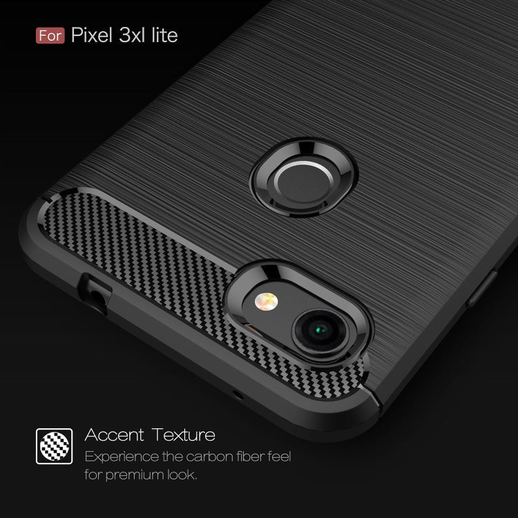 Brushed Texture Carbon Fiber Shockproof TPU Case for Google Pixel 3XL Lite – Shockproof, TPU, For Google Pixel 3XL Lite