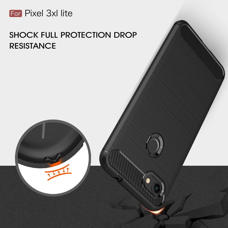 Brushed Texture Carbon Fiber Shockproof TPU Case for Google Pixel 3XL Lite – Shockproof, TPU, For Google Pixel 3XL Lite