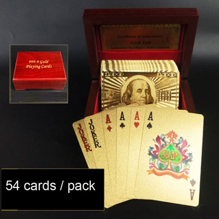 Creative Frosted Back Texture Plastic From Vegas to Macau Playing Cards Texas Poker with Wooden Gift Box, Golden Dollar Wooden Gift Box, Golden Tattice Gift Box – Waterproof