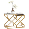 Nest Of Tables, Coffee Table Set with Steel Frame Black/White