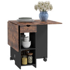 Foldable Dining Table, Drop Leaf Table with Storage, Rustic Brown