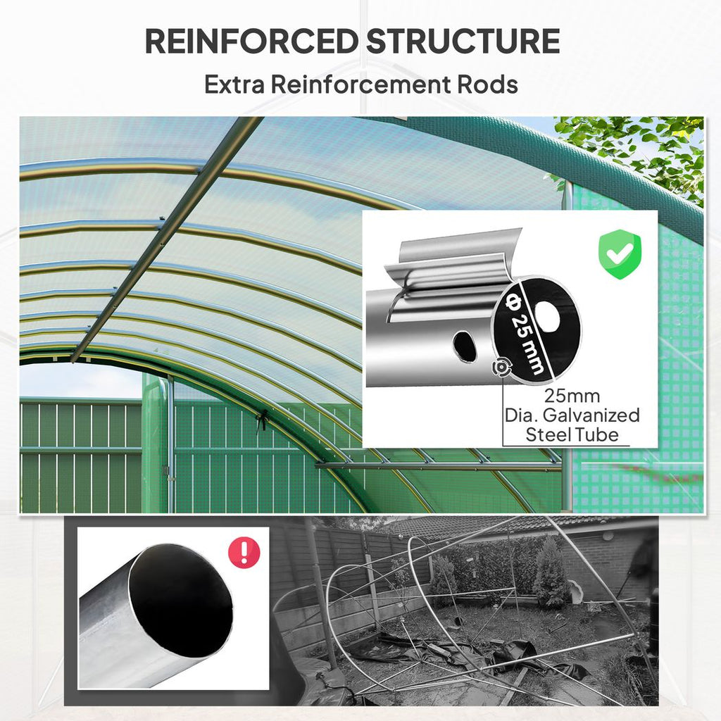 Tunnel Greenhouse Upgraded Structure, Hinged Doors, 4 x 3(m)