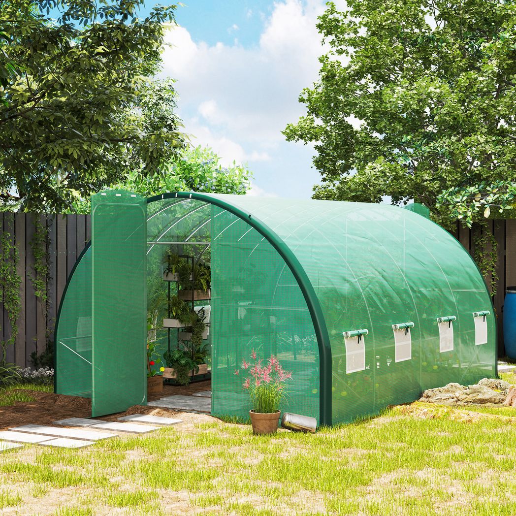 Tunnel Greenhouse Upgraded Structure, Hinged Doors, 4 x 3(m)