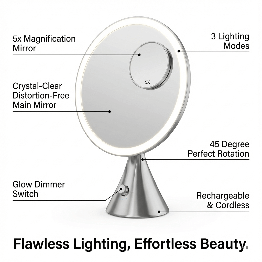 Vanity Face Mirror in Chrome