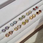 Citrine Halo Stud Earrings with Jackets in Sterling Silver