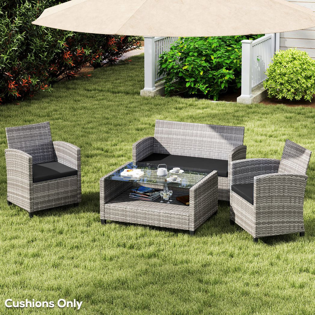 3PCs Rattan Garden Seat Cushions Pads for Patio Furniture