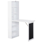 Wall Mounted Computer Desk, Folding Study Table with Black Board and Bookshelf, Multifunctional Floating Writing Desk for Home Office, White White