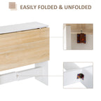 Wooden Folding Dining Table, Writing Computer Desk, PC Workstation, Space Saving, Home Office, Oak and White