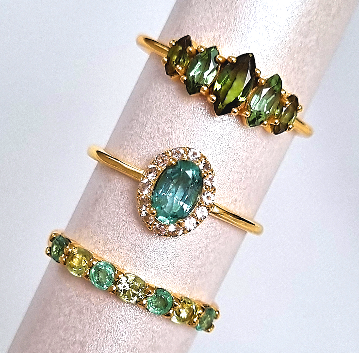 Emerald & Peridot Half Eternity Band in 18K Gold Vermeil