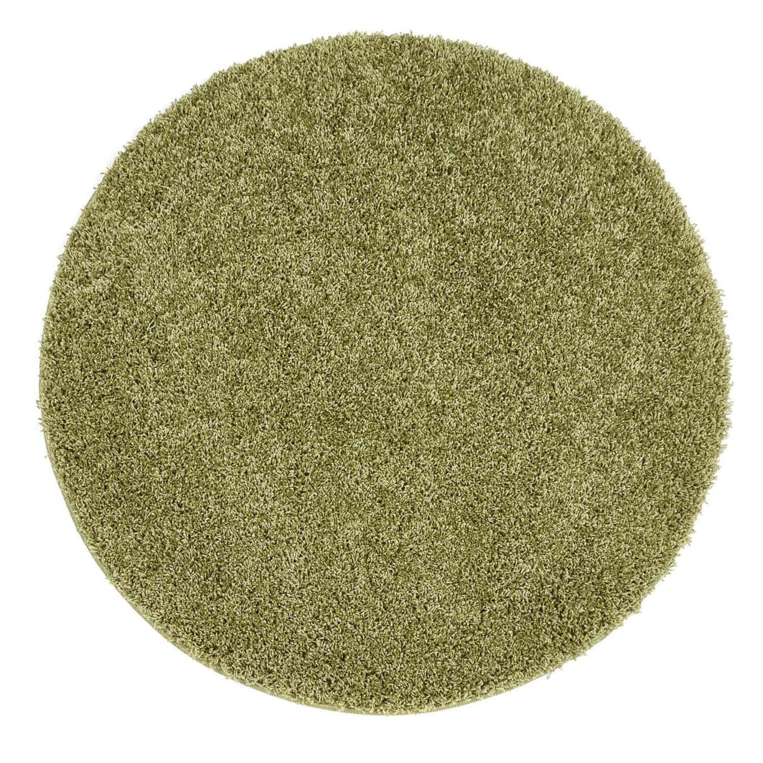 Washable Olive Green Shaggy Rug Ø 100 cm