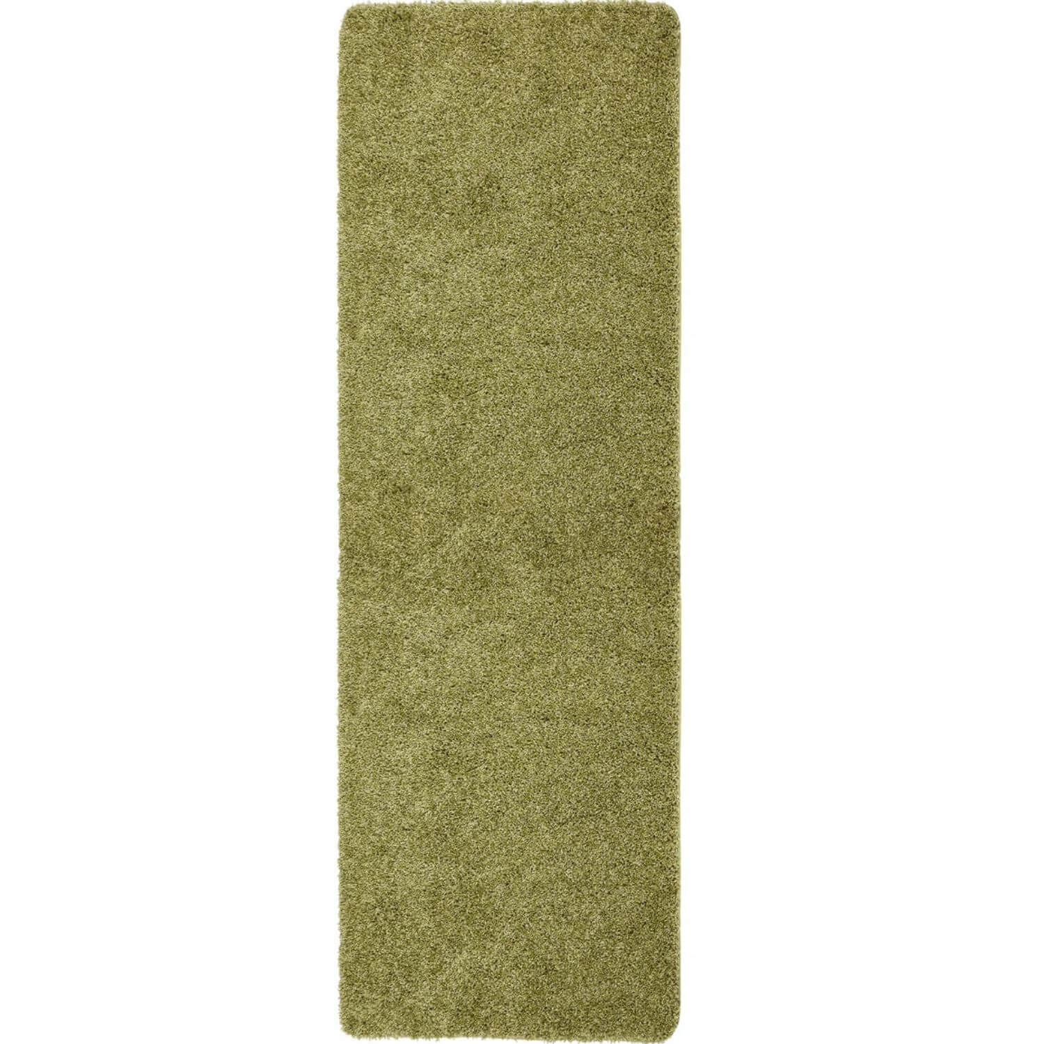 Washable Olive Green Shaggy Rug 67X300 cm