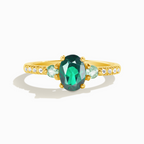 Green Topaz and Green Tourmaline Ring in 18k Gold Vermeil