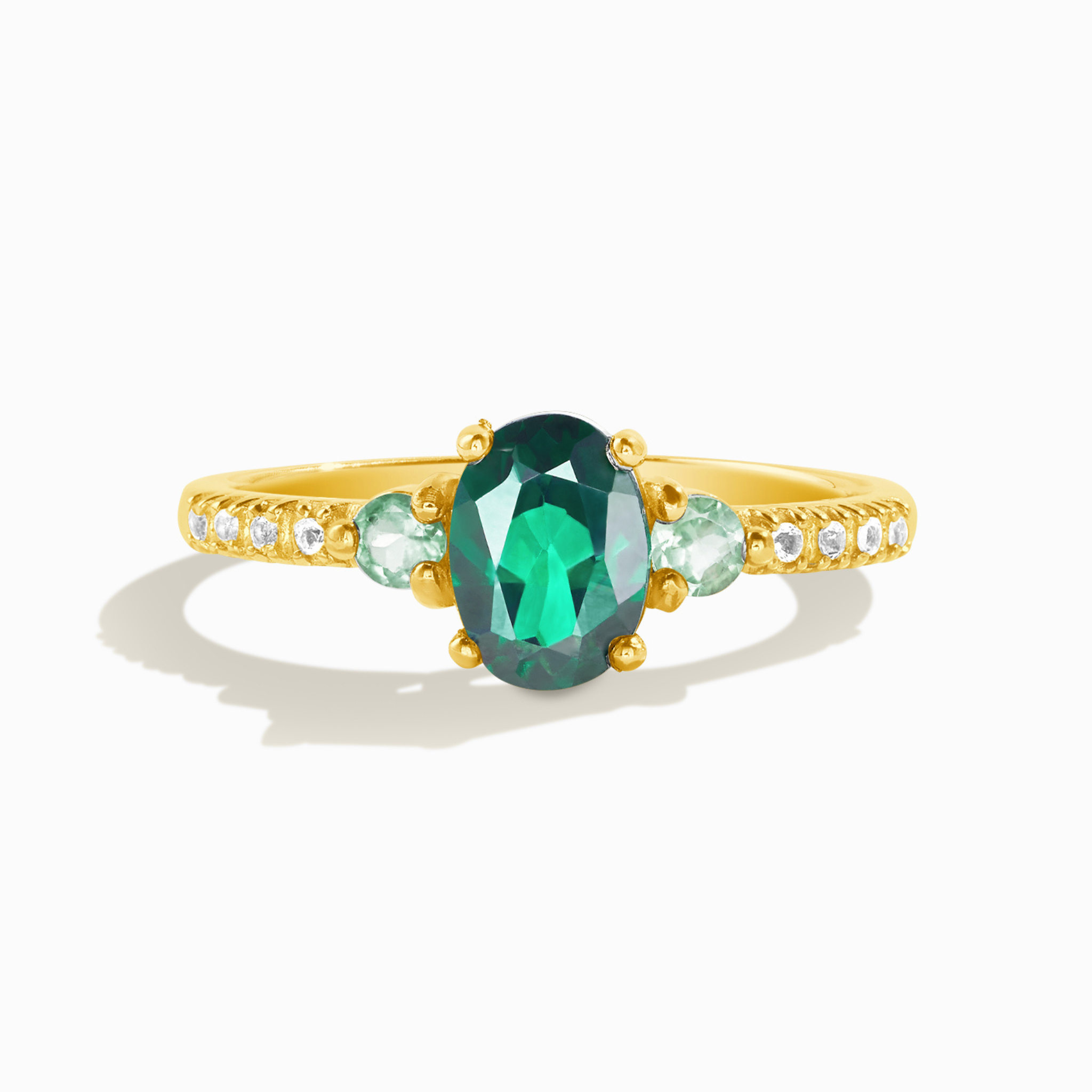 Green Topaz and Green Tourmaline Ring in 18k Gold Vermeil